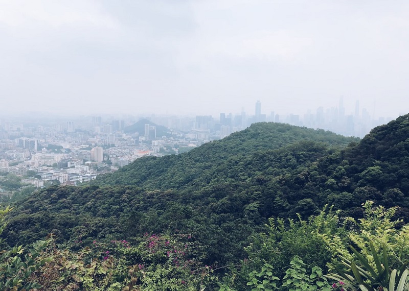 View of Guangzhou city from the top of Baiyun Mountain